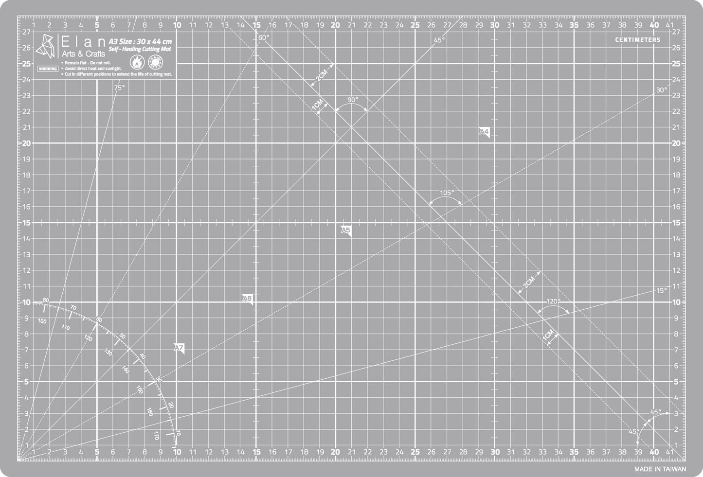 Cutting Mat Grey in A0, A1, A2, A3 and A4.