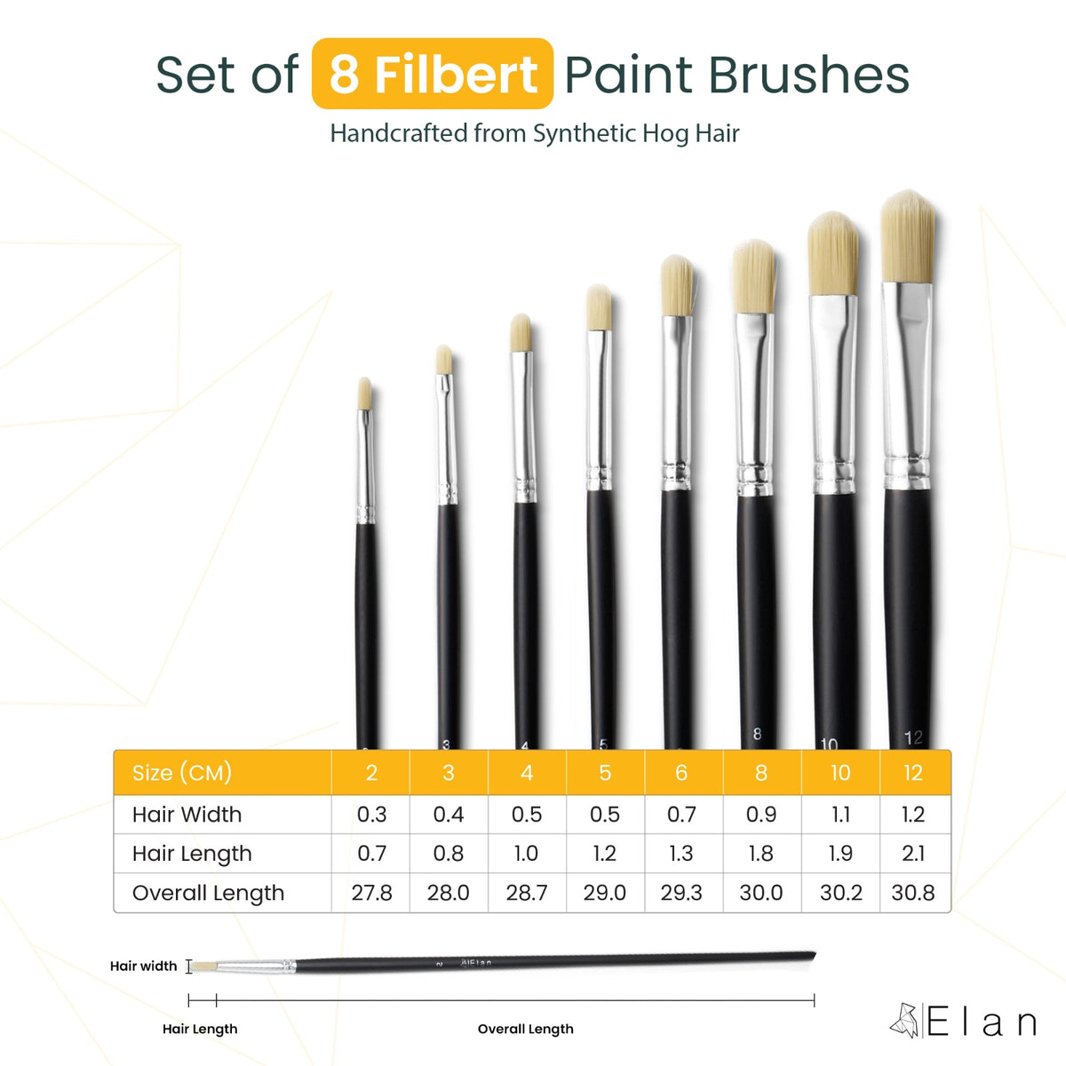 Elan Paint Brush Set — Synthetic Hog