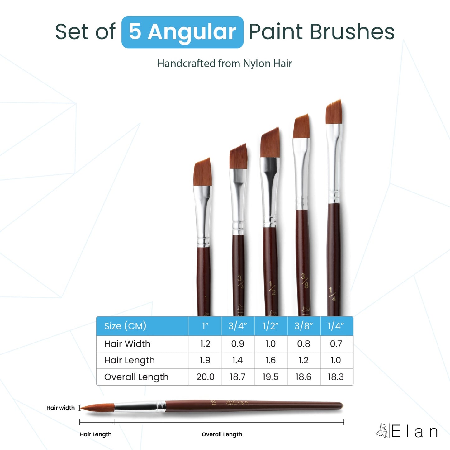 Paint Brush Set Synthetic Nylon