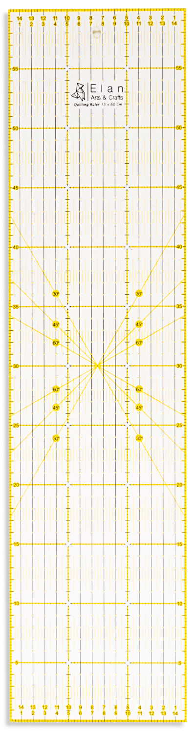 Total view of the 15 times 60 centimeter patchwork ruler. 