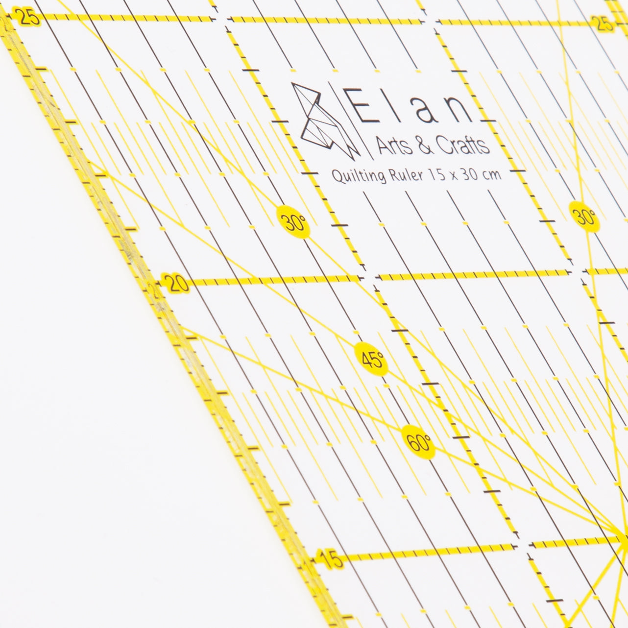 Close up view of the Elan quilting ruler. 