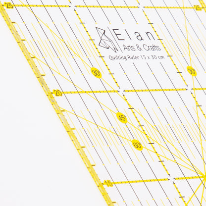 Close up view of the Elan quilting ruler. 